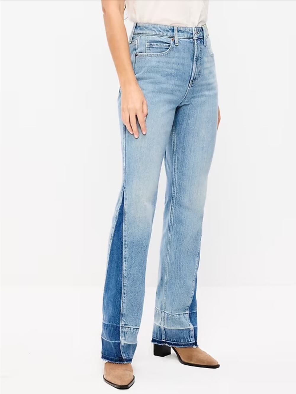 Old Navy Extra High-Waisted Baby Boot Cut Two Tone Flares